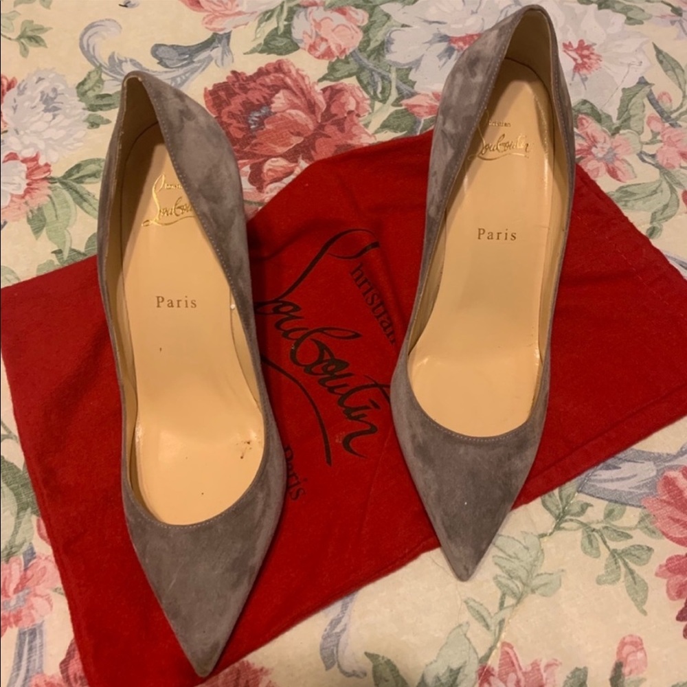 Christian Louboutin Gray Suede Stiletto Pumps